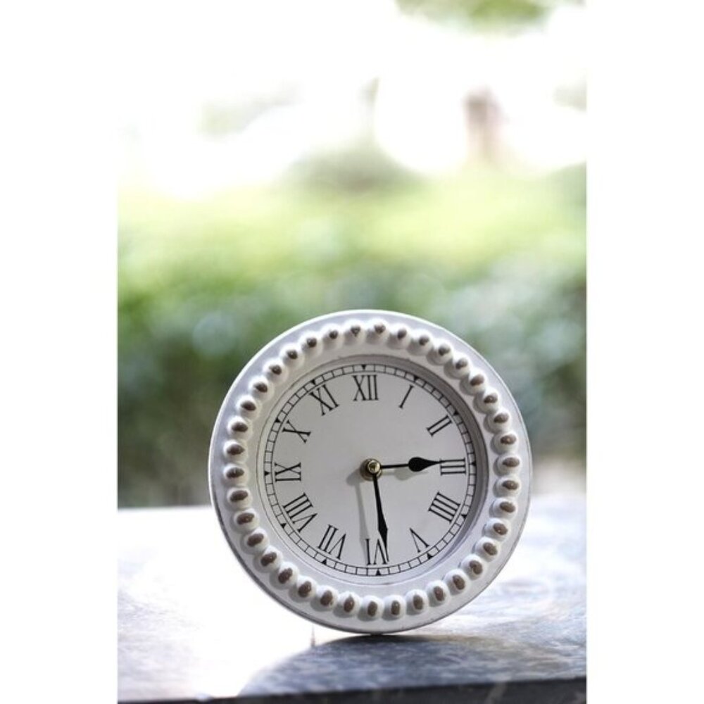 New Table Top Clock with Wooden Beads, Silent Desk Clock for Home Decor
